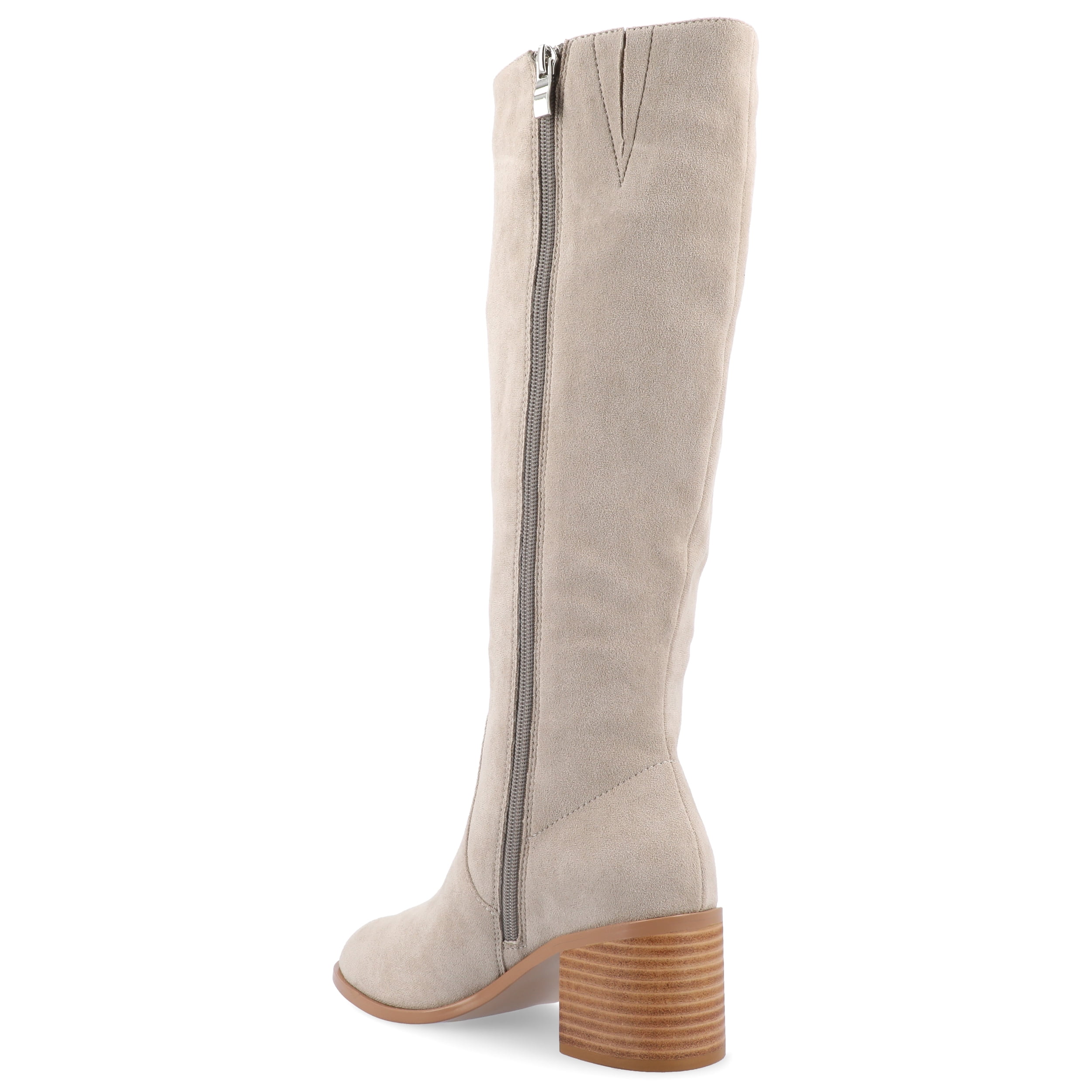 Journee Womens Romilly Tru Comfort Foam Wide Width Wide Calf Stacked Block Heel Round Toe Boots