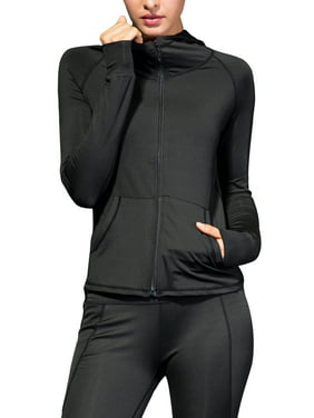 Plus Size Women Ladies Active Wear Jackets Hooded Zippper Jackets With Pockets Long Sleeve Full Zip, Fitness Sports Outwear Running Jogging Workout Coat Athletic Tops Casual
