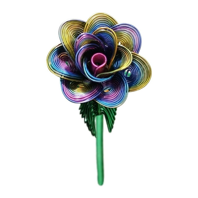 Flor artificial de metal rosa para cumpleaños, arreglo floral que no se marchita, regalo de flores Multi