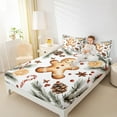 thumbnail image 4 of Homewish Kids Kawaii Gingerbread Man 4pcs Bed Sheets,Xmas Tree Leaves King Sheets,Merry Christmas Super Cozy Sheet Set,Lightweight Room Decor, 4 of 7