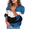 thumbnail image 1 of ORUYROP Pull à Rayures Colorées Col Rond Manches Longues Cardigan Tricoté pour Femmes, 1 of 5