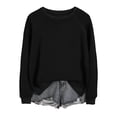 thumbnail image 1 of HNMKIU Chemises pour Femmes Chandail en Molleton pour Femmes Hauts Décontractés Raglan Manches Longues Col Rond Chandail Chandail en Molleton Décontracté Couleur Unie Hauts, 1 of 4