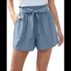 thumbnail image 3 of Pantalones Cortos Casuales de Verano para Mujer con Lazo y Cintura Anudada y Bolsillos. Azul Gris S, 3 of 7