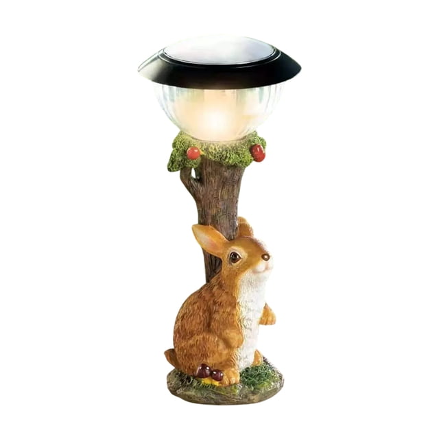 Solar Garden Light Outdoor Decorative Bunny Puppy Figure with Integrated Solar Panel and LED Lighting System