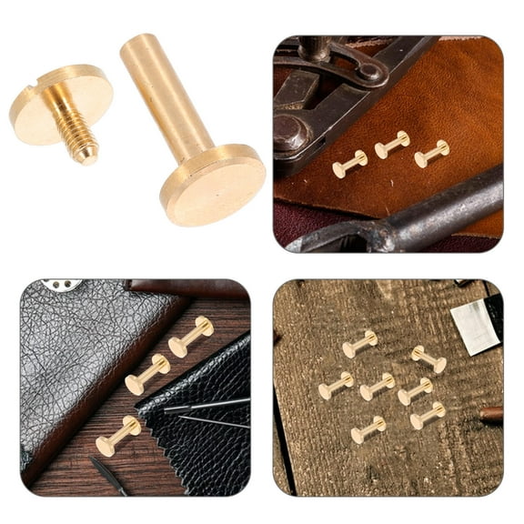 HOMEMAXS 10 Sets Metal Chicago Binding Screws Nail Rivet Chicago Button DIY Decoration Bookbinding Round Flat Head Stud Screws