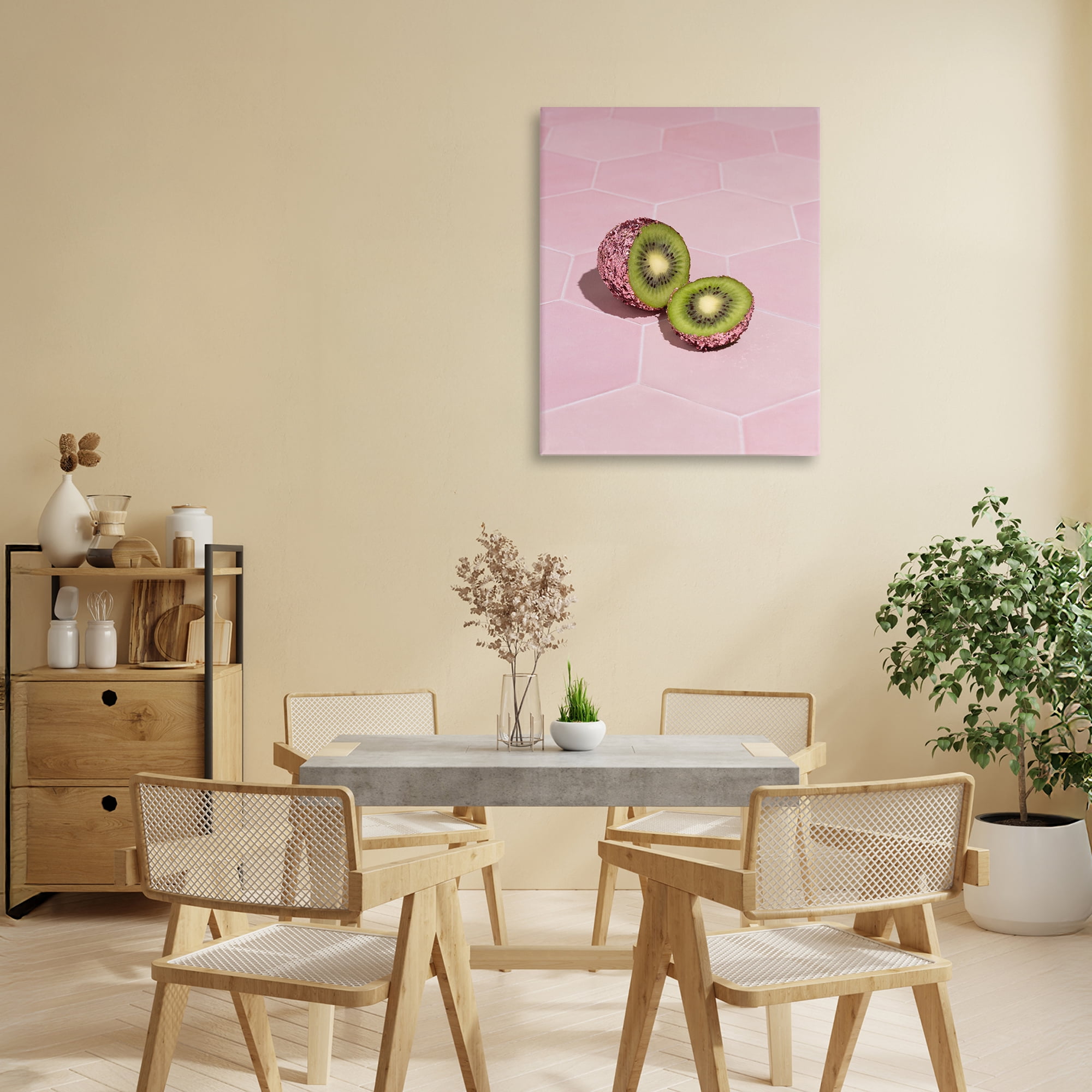 Stupell Industries Pink Glimmer Kiwi Canvas Wall Art, design by LISH Creative