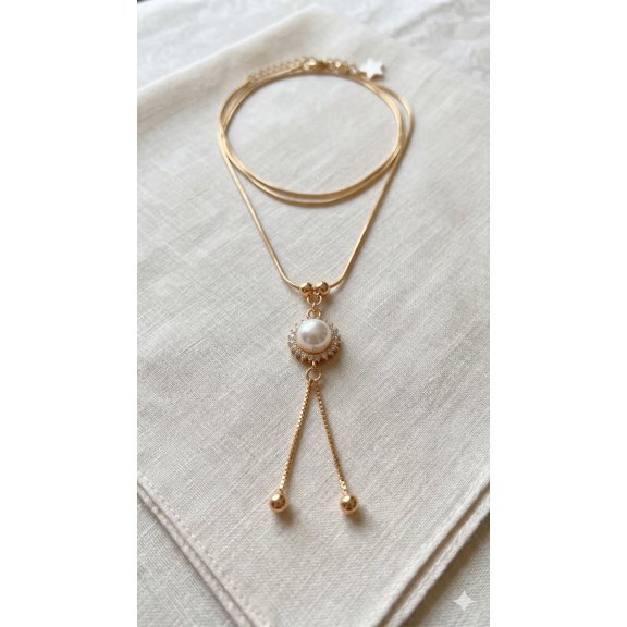 Pearl Pendant Necklace for Women Elegant Adjustable Chain Layered Style Minimal Design Daily Wear Jewelry Gift for Special Occasion