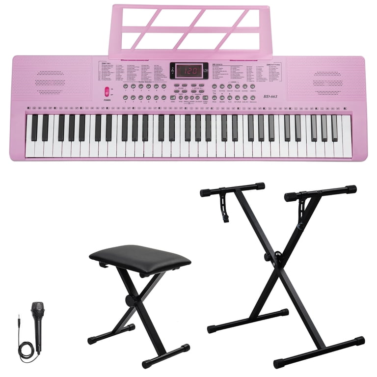Ktaxon 61 Keys Keyboard Piano with Lighted Keys, X-Stand, Piano