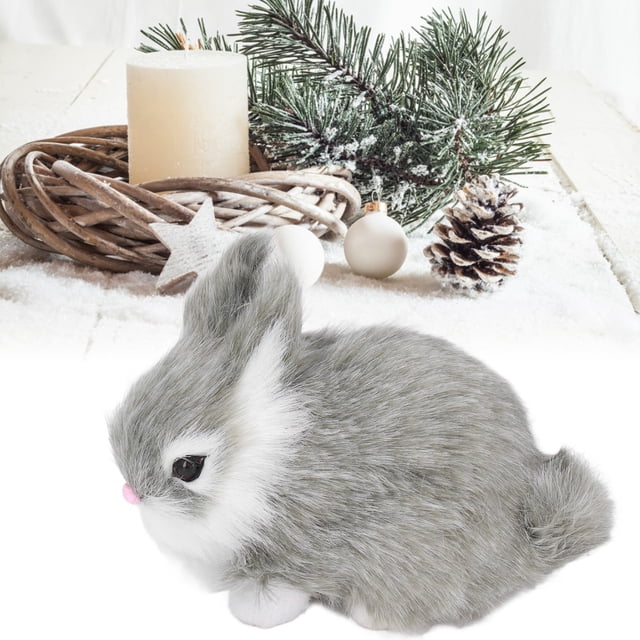 MiniCute Plush Rabbits Lifelike Animal Easter Bunny Simulation Model Gift, Rabbits Stuffed Doll, Soft & Comfortable, Desk Decorations, Garden Yard Porch