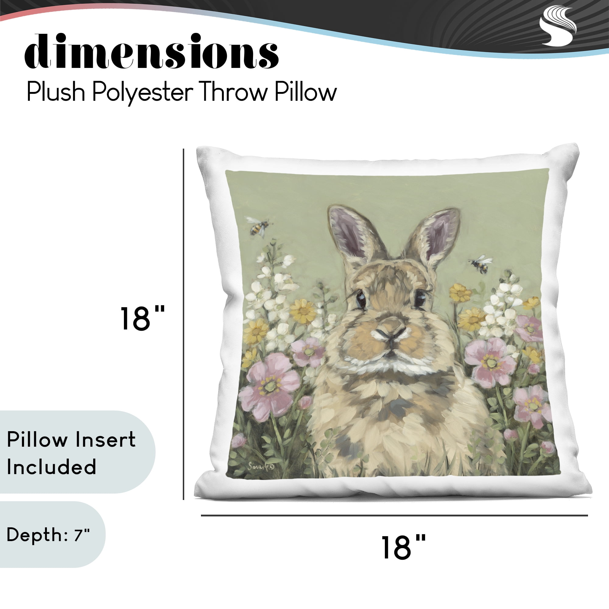 Stupell Industries Spring Abloom Rabbit Decorative Printed Throw Pillow, design by Sara G. Designs