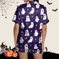thumbnail image 7 of Hpapadks Halloween Womens Pajama Set Satin Silk Pumpkin Graphic Short Sleeve Sleepwear 2 Piece Button Down Top and Shorts Womens Pjs Dark Purple, 7 of 7
