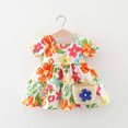 thumbnail image 2 of Fesfesfes Toddler Girls Dress Summer Large Flowers Baby Girls Little Dress Sleeveless Floral Dress Bag Free On Sale, 2 of 9
