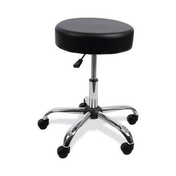 Alera Height Adjustable Lab Stool, Backless, Supports Up to 275 lb, 19.69" to 24.80" Seat Height, Black Seat, Chrome Base