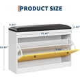 thumbnail image 2 of 31.5" Shoe Storage Bench, with Flip Drawer & PU Cushion, Modern Entryway Shoe Organizer Cabinet, Slim Shoe Bench for Hallway, Bedroom, Living Room, Compact Ottoman Furniture, 2 of 8
