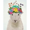 thumbnail image 2 of Fab Funky 20x24 Black Ornate Wood Framed with Double Matting Museum Art Print Titled - Sheep with Flower Crown 1, 2 of 4