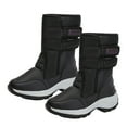 thumbnail image 2 of Women Winter Faux Leather Anti Skid Magic Tape Warm Mid Calf Snow Boots Shoes, 2 of 8