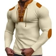 thumbnail image 2 of pstuiky camisas de manga larga para hombre, Camiseta de manga larga con cuello alto y cordón en el pecho para hombre, de estilo informal, con combinación de colores Tops casuales para hombres l, 2 of 8