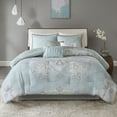 thumbnail image 2 of Madison Park Cal King Lucinda 7-Piece Reversible Cotton Sateen Comforter Set, Seafoam, 2 of 9