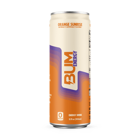 Bum Energy Orange Sunrise Energy Drink, 112 mg Natural Caffeine, 12 fl oz Can