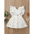 thumbnail image 3 of Blotona Baby Girl Romper Dress Cotton Linen Floral Sleeveless Ruffles Bodysuit Playsuit, 3 of 8