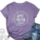 thumbnail image 1 of Camiseta de manga corta con cuello redondo y estampado de letras para mujer: top informal y elegante para el día a día, 1 of 2