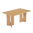thumbnail image 5 of Euroco 60" Farmhouse Dining Table for 4-6, Solid Wood Rectangular Kitchen Table with Cutout Legs for Dining Room, Kitchen and Living Room,Natural, 5 of 8