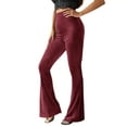 Velvet Flare Pants for Women Elastic Waist Solid Palazzo Pants Bootcut
