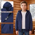 thumbnail image 2 of Pogiun Boys Fleece Jacket Sherpa Lined Zip Up Hoodies for Kids Winter Coat Navy 11-12Y, 2 of 6
