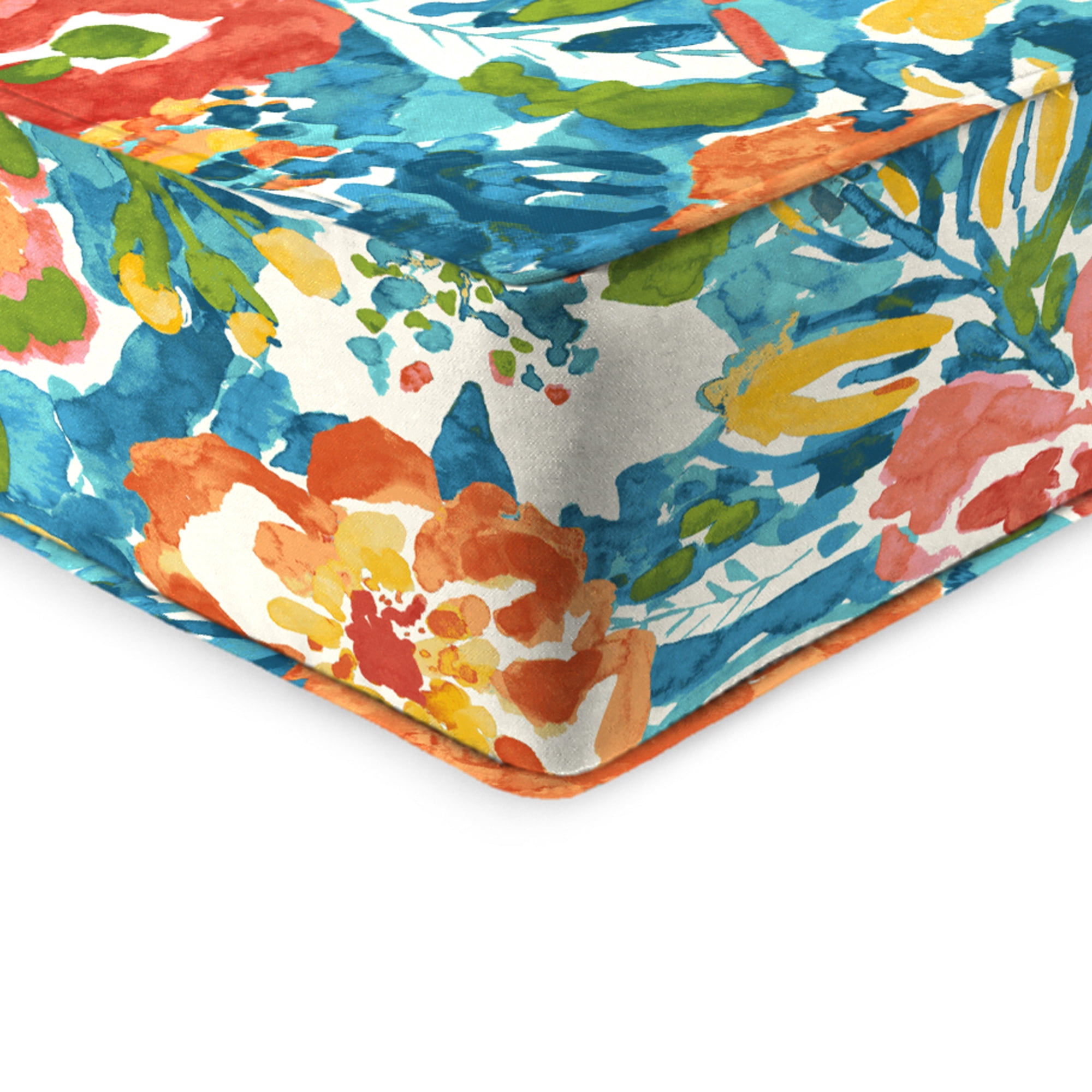 Jordan Manufacturing 46.5" x 24" Sun River Sky Multicolor Floral Rectangular Outdoor Deep Seat Chair Cushion Set with Welt