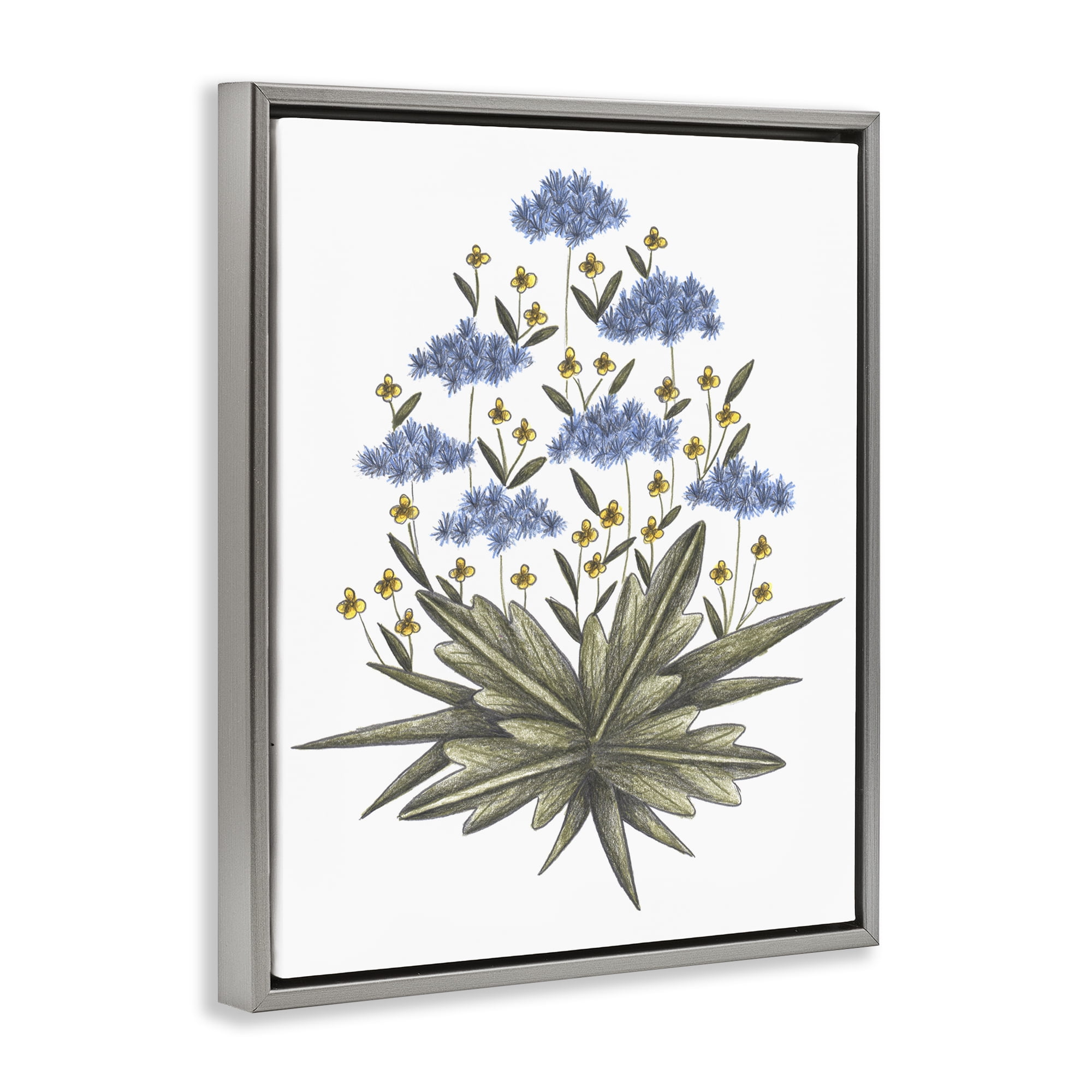 Where Wild Flowers Bloom Gray Framed Floater Canvas Wall Art, design by Cecilia Battaini