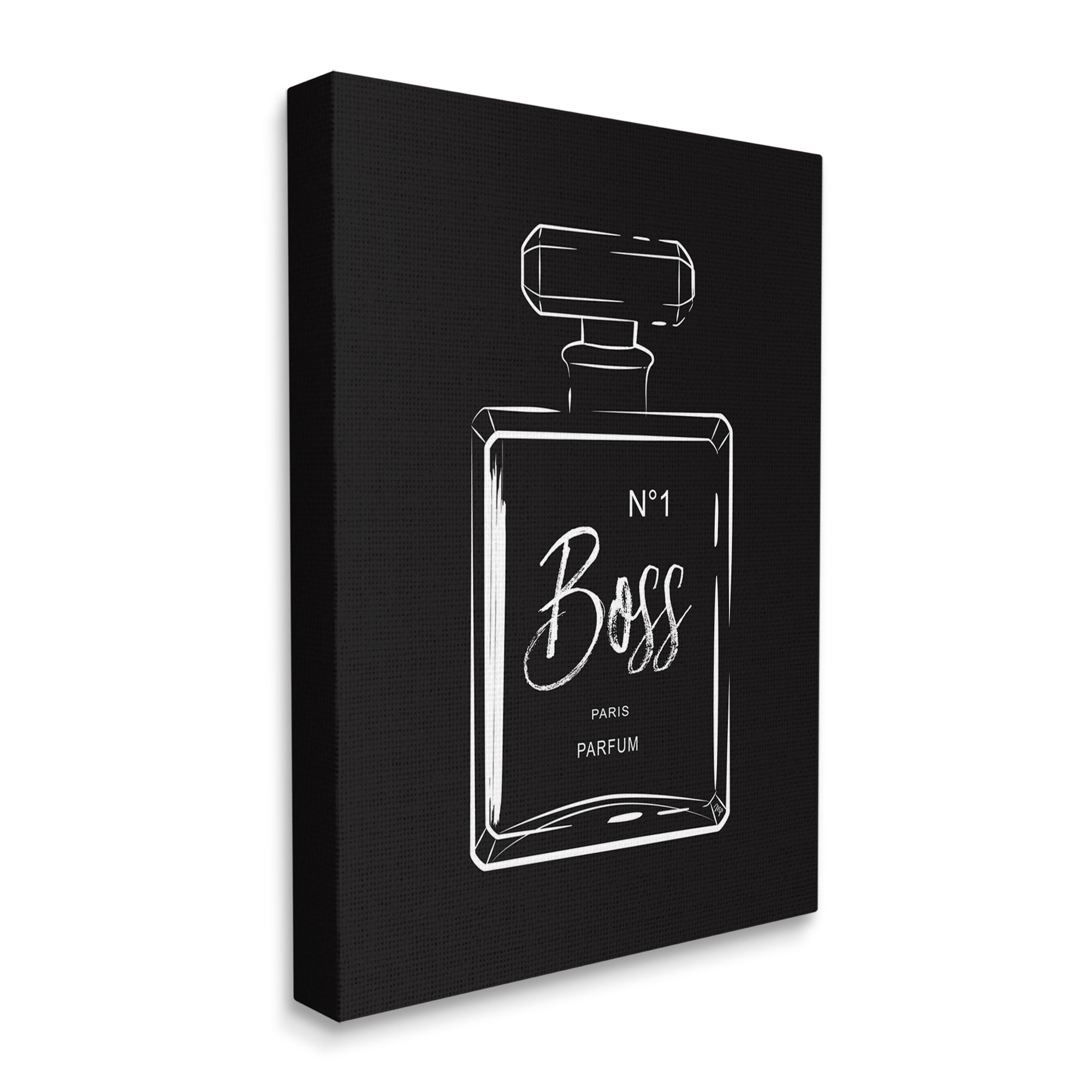 Stupell Industries Boss Perfume on Black Beauty & Fashion Painting Gallery Wrapped Canvas Art Print Wall Art, 24 x 30