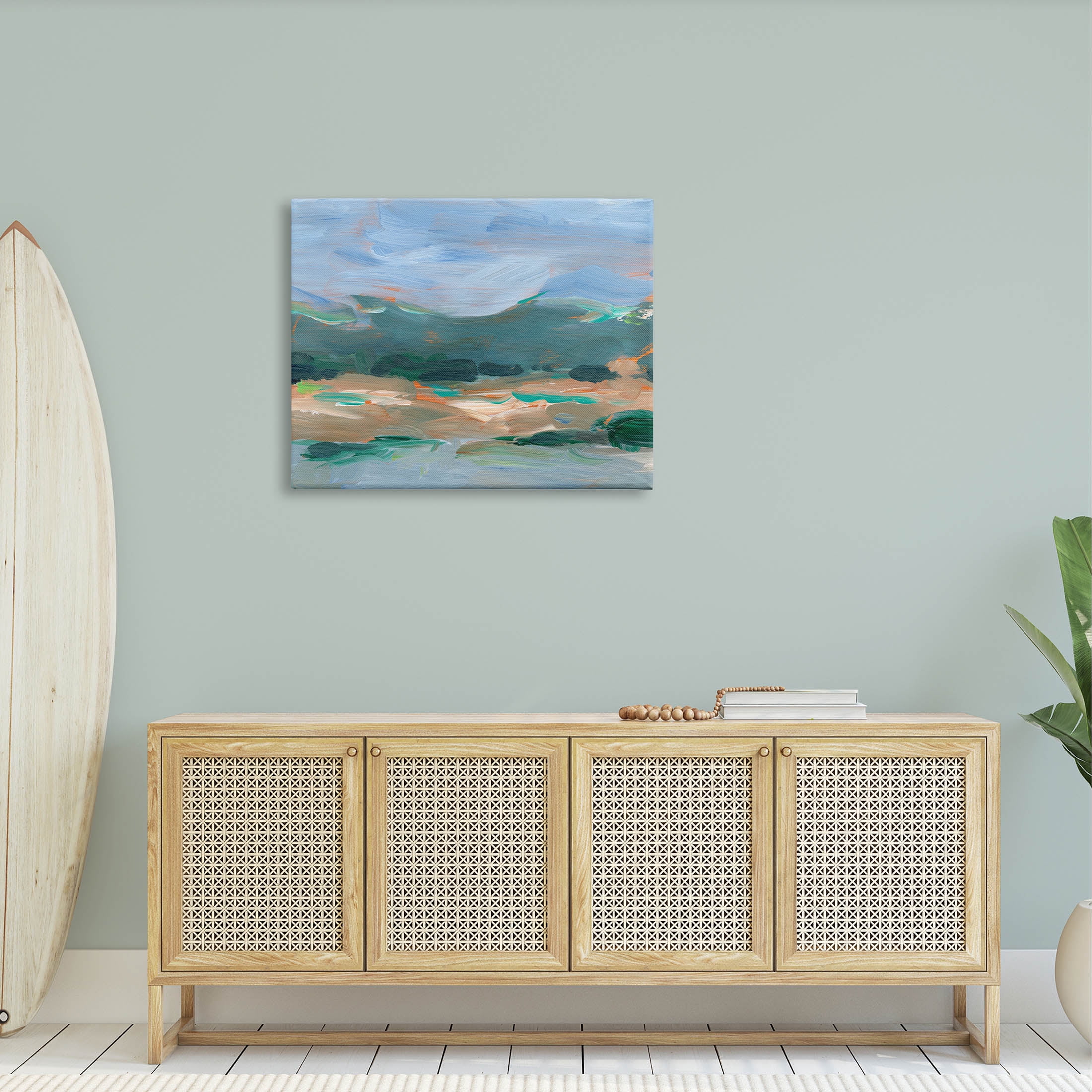 Abstract Landscape Blue Sky Scenery Landscape Painting Gallery Wrapped Canvas Print Wall Art
