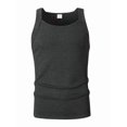 thumbnail image 3 of Men's Square Neck Ribbed Slim Fit Sports Tank Top Dark Gray L, 3 of 10