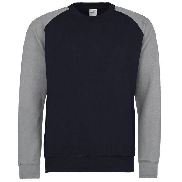 Awdis - Sudadera Modelo Béisbol 2 tonos hombre caballero (Marino Oxford / Gris jaspeado)