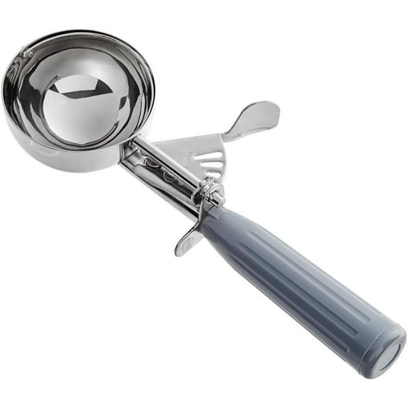 TOZNKKI- #8 Stainless Steel 4 oz. Thumb Press Food Disher with Gray Handle- Color Coded Disher for Food Portion Control Scoop Ice Cream Scooper Cookie Scooper for Baking