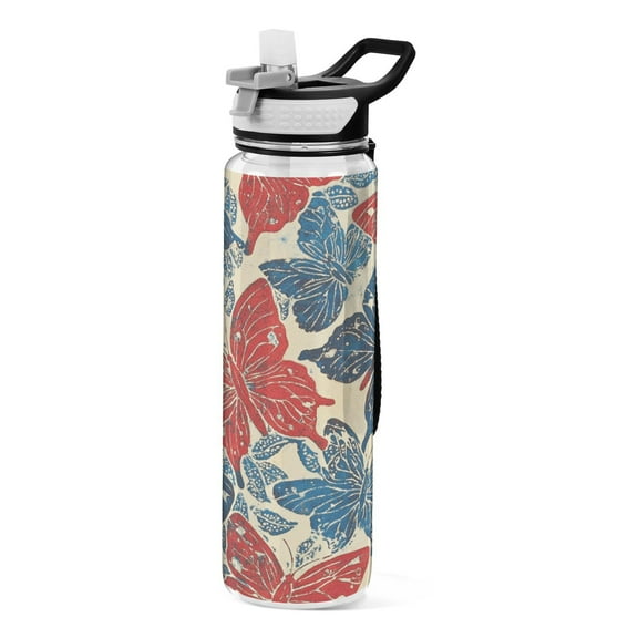 BZSMCE Sport Bottle Red and Blue Butterflies Outdoor sports Water Bottle Size: 10.4x3in
