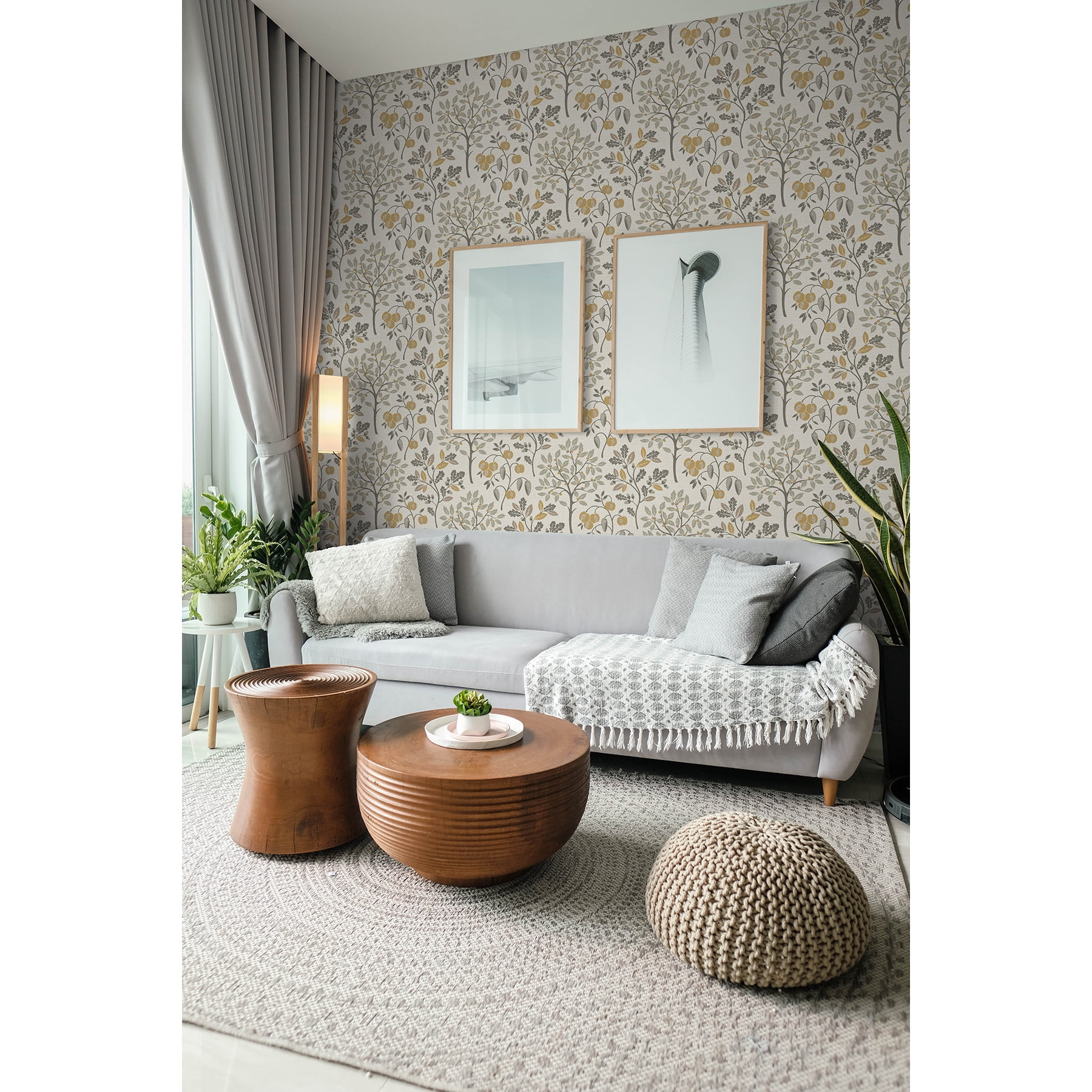 Fine Decor Rowan Natural Autumn Trees Wallpaper, 20.5-in by 33-ft