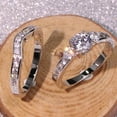 thumbnail image 2 of 2 Pcs/Set Luxury Couple Pair Ring Zircon Vintage Female Full Rhinestone Rings Women Jewelry, 2 of 3