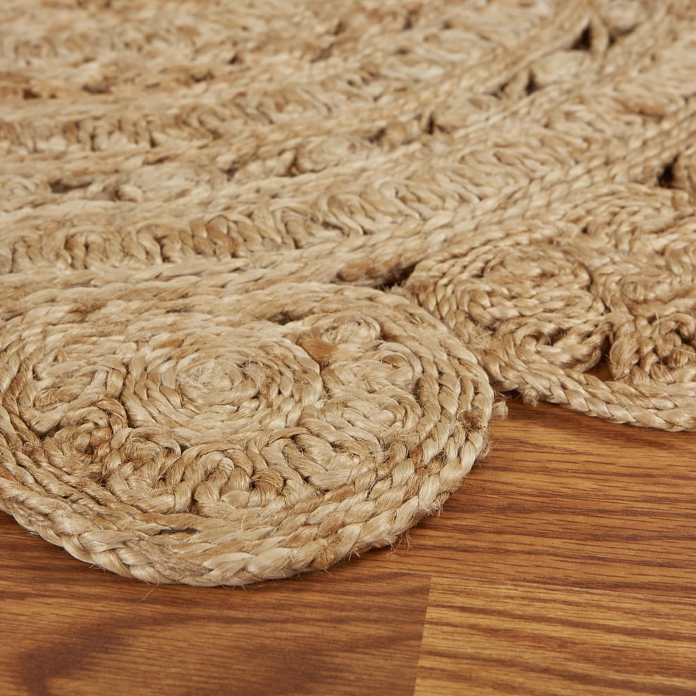 Woven Paths Sunshine Golden Natural Jute Area Rug, 4' Round, Natural