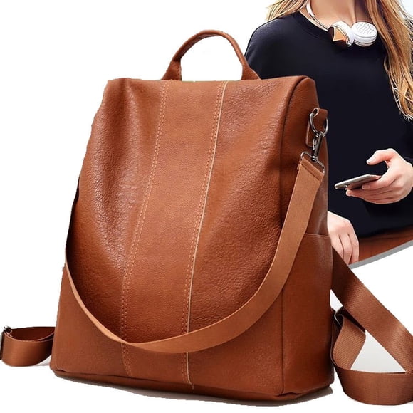 Anti-Theft Leather Backpack for Women, Large Capacity Travel & School Bag, Convertible Waterproof Purse
