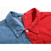 LZLER Jean Jackets for Men Ripped Blue Red Denim Jacket