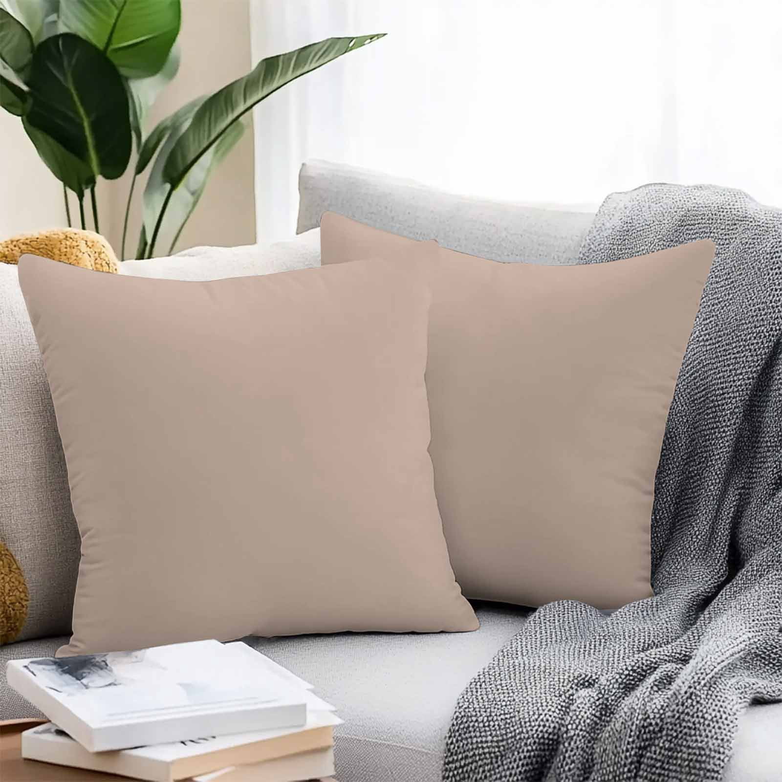 Brown Throw Pillow Covers 16x16 Inch Set of 2, Farmhouse Solid Brown Color Modern Art Waterproof Outdoor Pillow Covers, Decorative Cushion Pillowcases for Couch, Sofa, Bed, Garden, Patio