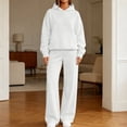 thumbnail image 5 of Women's Two Piece Outfits Sports Hooded Sweatshirt With Pockets And Wide-leg Casual Pants Suits, 5 of 9