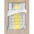 thumbnail image 1 of Grey and Yellow Duvet Cover Set, Soft Pastel Color Ombre Mandala Circular Art Medallion Print, Decorative 2 Piece Bedding Set with 1 Pillow Shams, Twin Size, Grey Yellow, by Ambesonne, 1 of 3