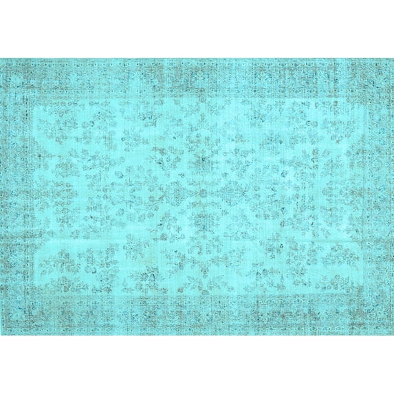 Ahgly Company Indoor Rectangle Abstract Light Blue Contemporary Area Rugs, 4' x 6'