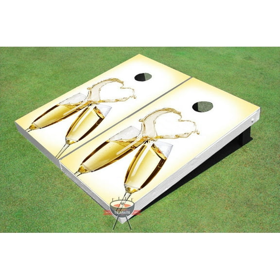 Champagne Heart Cornhole Boards
