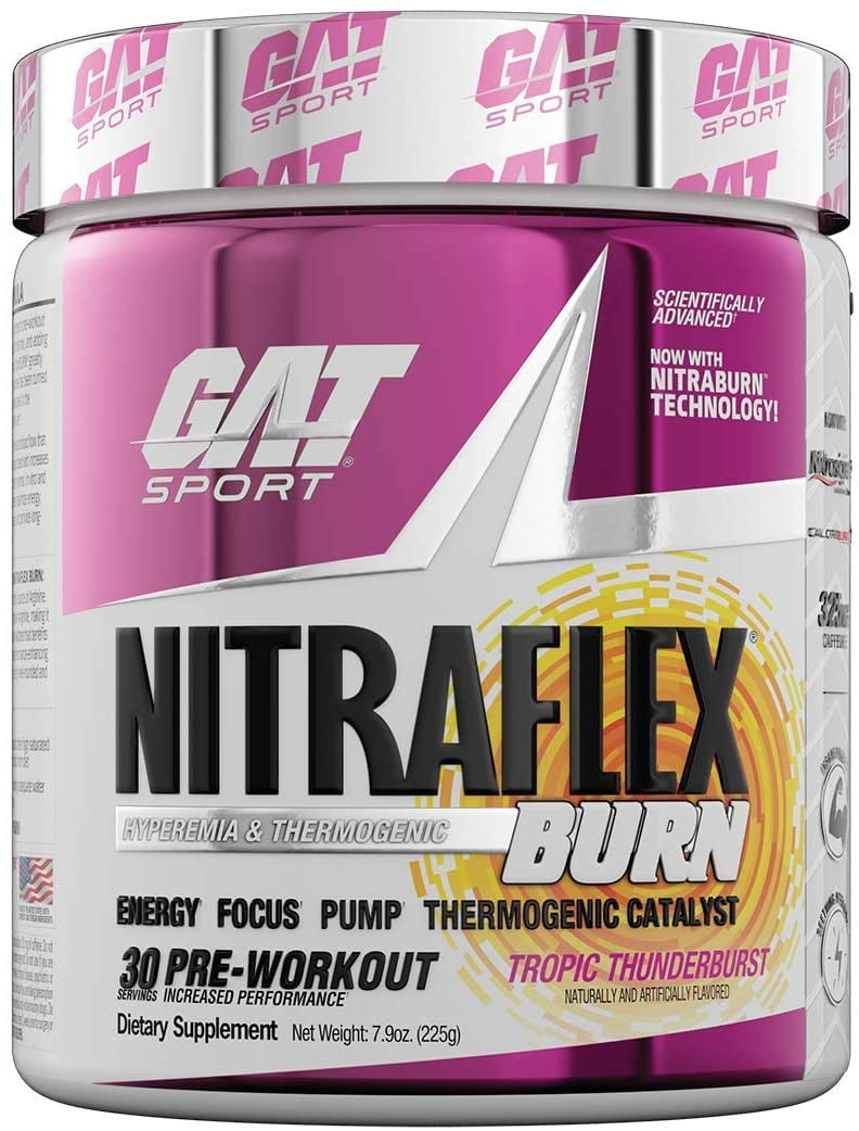 GAT Sport NITRAFLEX Burn, Pre Workout Thermogenic Powder, Tropic