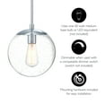 thumbnail image 3 of Polished Chrome Modern Dimmable Pendant Light with Clear Seedy Glass Globe Shade, Adjustable Height, Kitchen Islands and Bars, 3 of 9