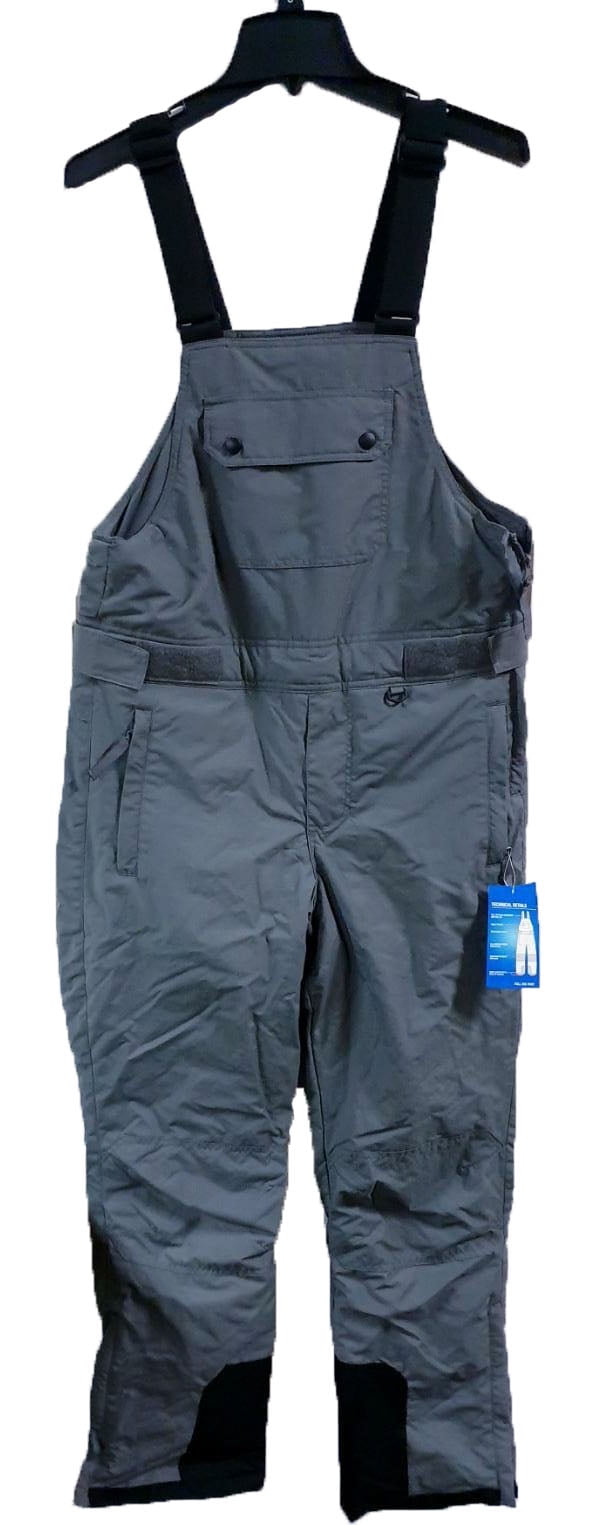 Slalom Men's High Bib Insulated Snow Pants, Smoked Pearl, Small