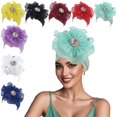 thumbnail image 2 of Comfortable Breathable Polyester Hat New Ruffled Edges Flower Head Covering, 2 of 18
